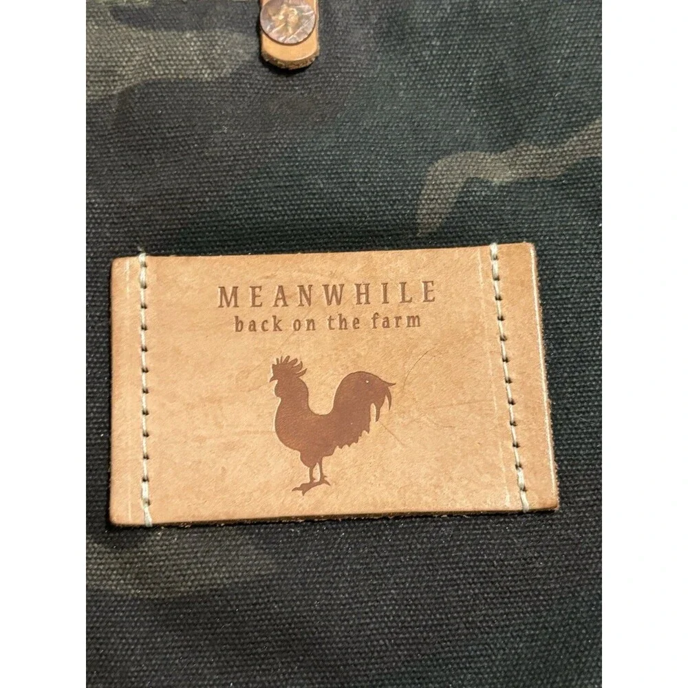 Meanwhile Back On The Farm Camo Canvas & Leather Convertible Tote Satchel Anthro